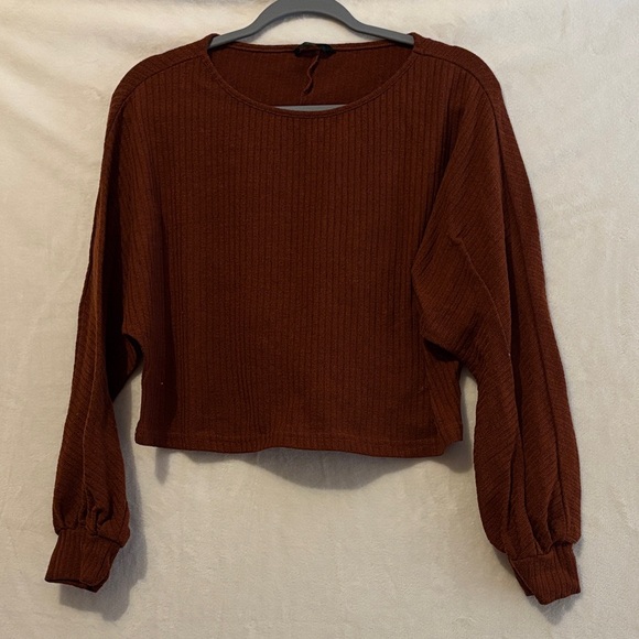 SHEIN Rust Ribbed Knit Sweatshirt - Picture 1 of 1